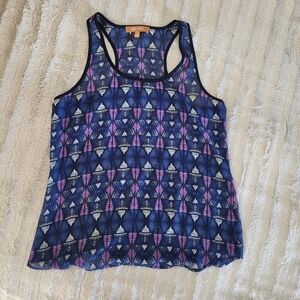 Ellen Tracy Geometric Print Sleeveless Top size Small